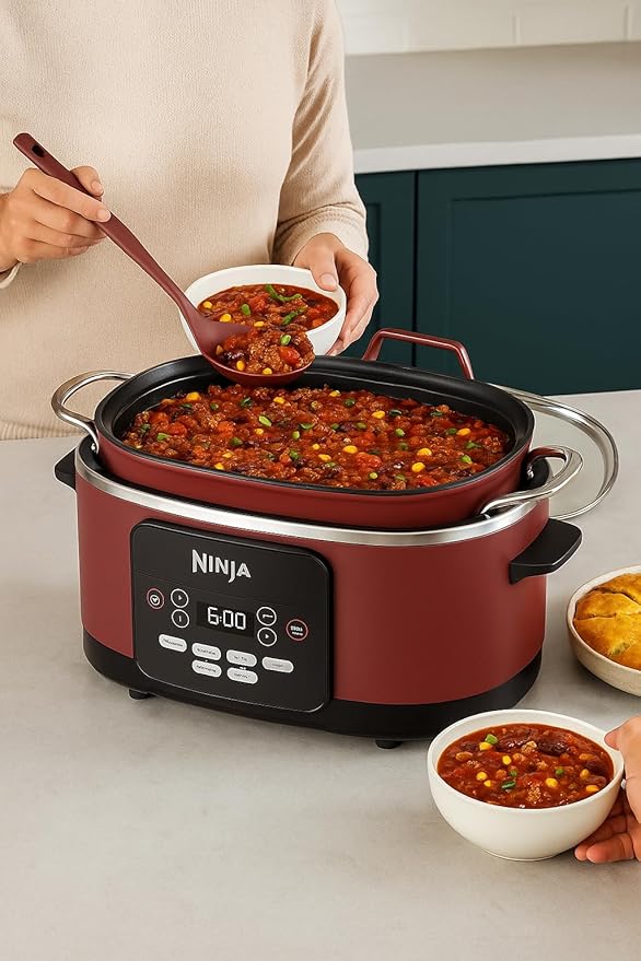 Ninja Foodi PossibleCooker PRO 14-in-1 8.5 Qt Multi-Cooker – Replaces 14 Tools, Nonstick Pot, Glass Lid & Integrated Spoon (Cherry Tarte)