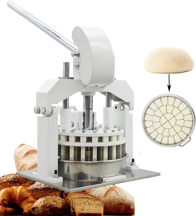 INTSUPERMAI Manual Dough Divider Cutter Machine 36PCS Tabletop Dough Divider Rounder 3 Pans Hydraulic Dough Equal Cutter Machine 1.06oz-5.64oz One Piece