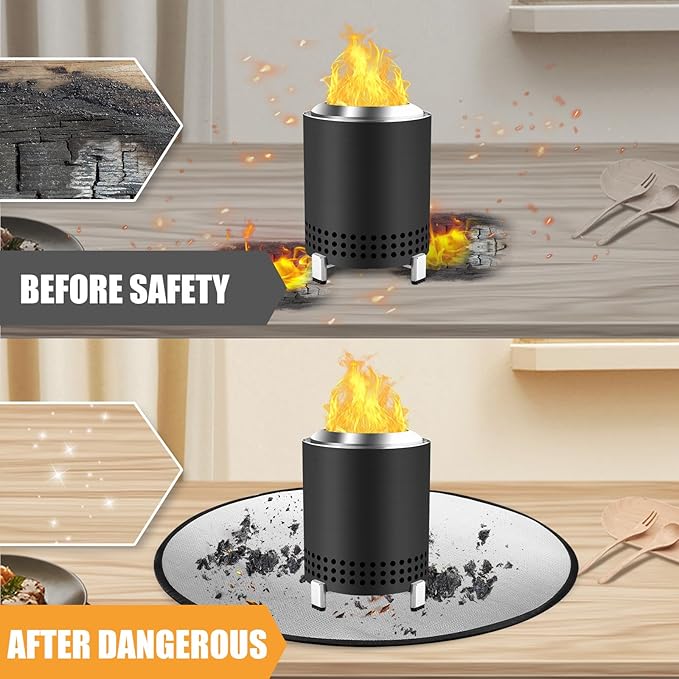 Round Fire Pit Mat Compatible with Solo Stove Mesa Accessories, 4-Layer Round Fire Proof Mat for Tabletop Fireplaces, Table Mat Small Under Grill Mats for Outdoor Grill Table Top Protection