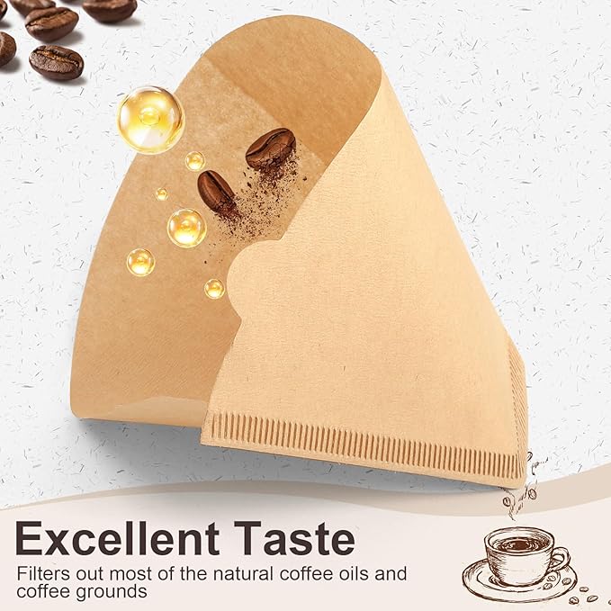 Coffee Filters #4, Unbleached Natural Coffee Filters 8-12 Cup, Disposable Coffee Filters, 4 Cone Paper Compatible with Ninja Coffee Maker, Pour Over and Drip Coffee Maker, 200 Count