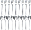 24 Pcs Forks and Spoons Silverware Set, Food Grade Stainless Steel Flatware Cutlery Set for Home, Kitchen and Restaurant, 12 Dinner Forks and Dinner Spoons, Mirror Polished & Dishwasher Safe