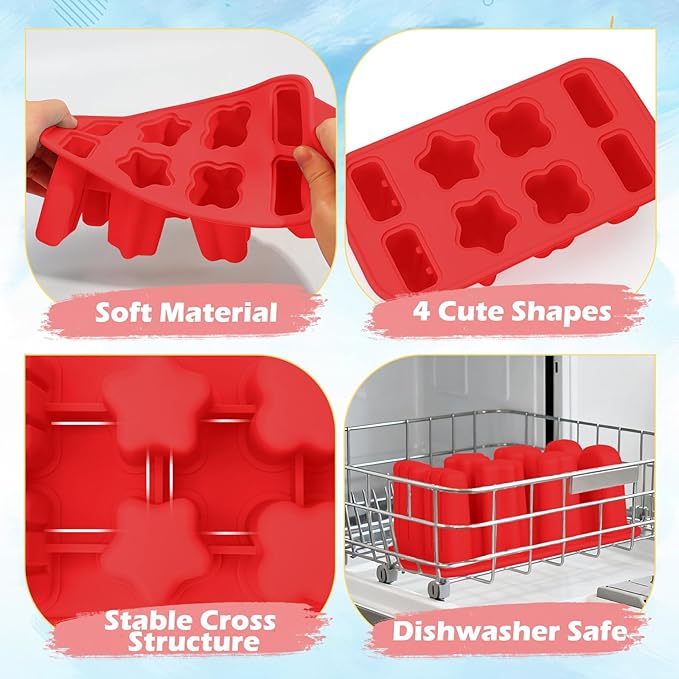 Popsicles Molds, 8-Cavity Silicone Popsicle Molds with 50 Sticks, BPA-Free Ice Pop Mold Popsicle Maker with Funnel & Cleaning Brush for Kids Adult Teens