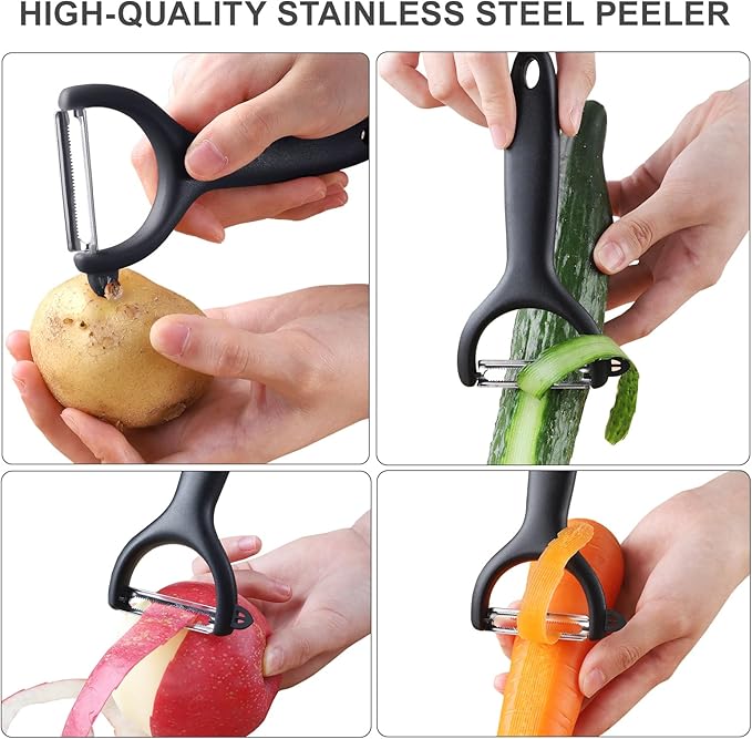 Safe Mandoline Slicer for Kitchen, 5 in 1 Vegetable Chopper, French Fry Cutter For Potatoes, Potato Slicer,Food Chopper,Adjustable Thickness 0.1-8 mm, With Peeler/Cleaning Brush, Mandolin