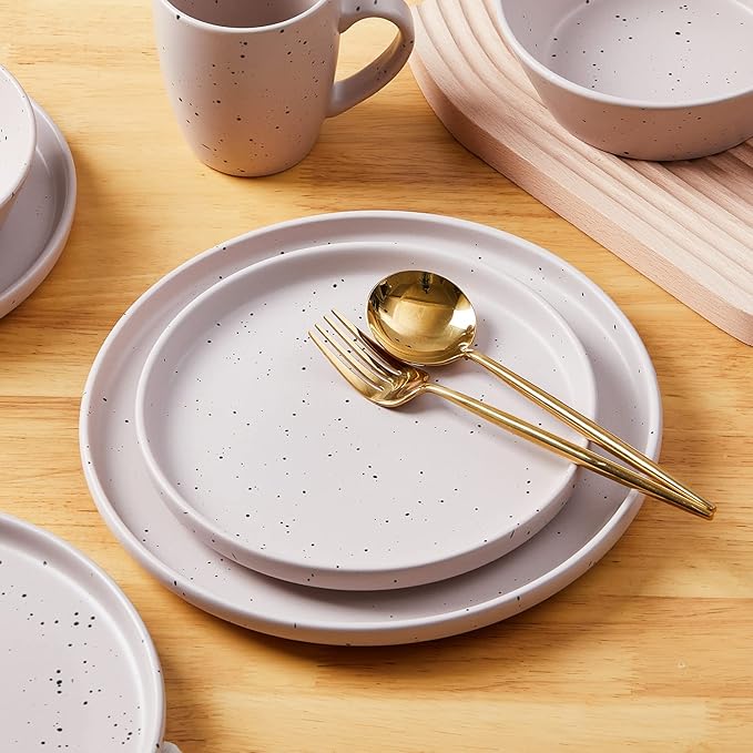 Stone Lain Jade Stoneware Dinnerware 16-Piece Service for 4, Taupe