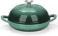 E-far Dutch Oven for Sourdough Bread Baking, 6 Qt Round Enameled Cast Iron Dutch Oven for Homemade Artisan Bread, Dome Lid & Shallow Base, Matte Black Interior & Durable, Oven-Safe to 500℉, Dark Green