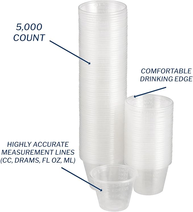 McKesson Medicine Cups, Disposable 1 oz / 30 ml [5000 Count] Plastic, Small, Mixing, Measuring, Resin, Epoxy