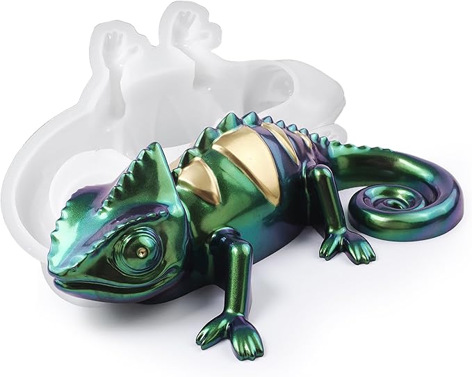Lizard Animal Cylinder Candle & Resin Mold - Resin Casting Silicone Molds for Home Decor & Candle Making Wave Spiral Mold