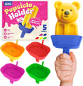 5 pcs Drip Free Popsicle Holders for Kids, Reusable Silicone Ice Cream Holder With Straw, Mess Free Popsicle Drip Catcher for Toddlers, Dishwasher Safe BPA Free, Fit Standard Stick Ice Pop (5 Colors)