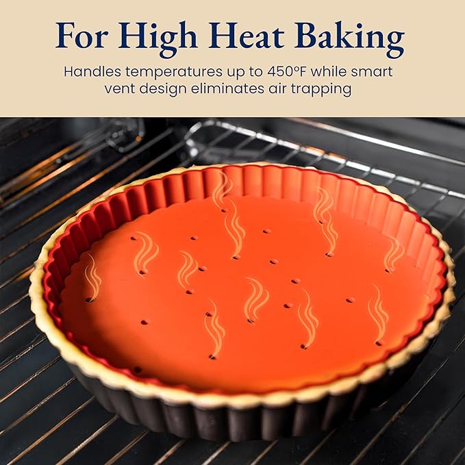 Classic All-in-One Tart Pan 9 Inch Removable Bottom Set with Patented Silicone Crust Shaper & Pie Weight - Quiche Baking Dish & Tart Molds for Baking Fruit Tarts, Pies & Quiches