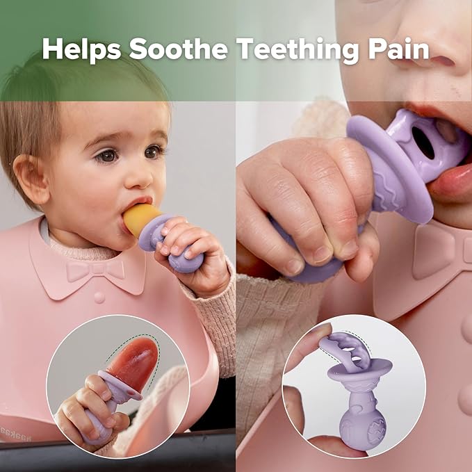 Haakaa Silicone Toddler Popsicle Mold, 3-Cavity Mini Baby Popsicle Molds with Easy-Grip Handles & Choke-Guard Design, Breastmilk Popsicle Molds for Teething Relief & Self-Feeding,6 Month+