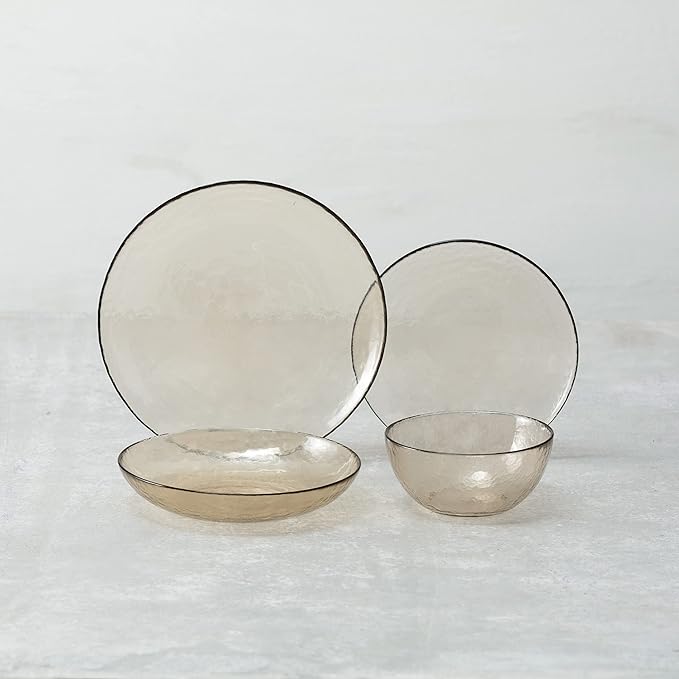 Fortessa Los Cabos Glass Dinnerware Collection, Dinner Plate (Set of 4), 10.5 Inch, Ginger Root
