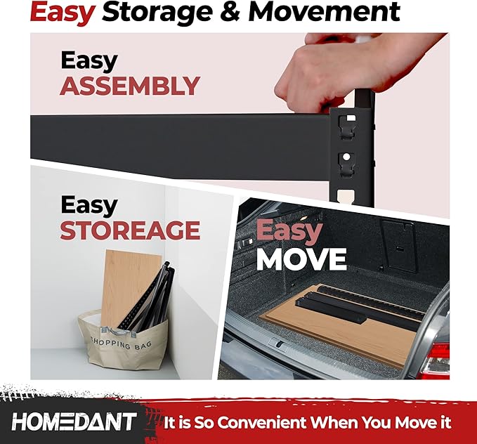 HOMEDANT 5 Tier Laminated Boltless Heavy Duty Garage Storage Adjustable Wide Size Metal Shelving Unit Utility Rack Shelves Organization Shelf Shed Warehouse 47.7" W x 18.2" D x 71.3" H 10Pack