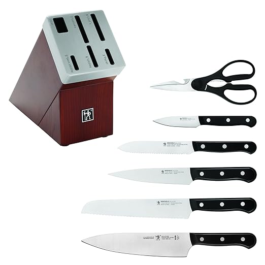 HENCKELS Solution Razor-Sharp 7-pc Knife Block Set, Chef Knife, Bread Knife, German Engineered Informed by 100+ Years of Mastery
