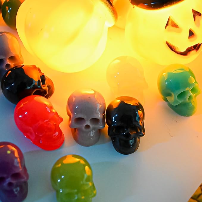 10 PCS Mini Skull Resin Molds, Halloween Silicone Molds for Epoxy Resin Casting Arts Crafts, Little Skull Molds for Keychain Bracelet Earrings Jewelry Cute Candle String Lights Making Halloween Decor