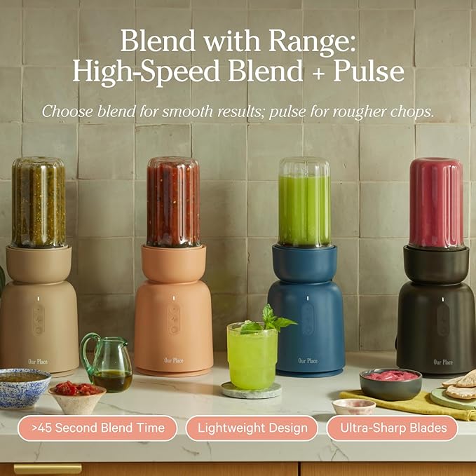 Our Place Splendor Blender - 1000W High-Power | Ultra-Sharp Blades | 2 Blending Modes | Includes 25 oz Personal Cup and Drinking Lid Set | Smoothies, Shakes & More | Spice
