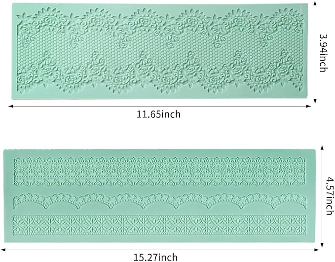 GROWTAIL 2pcs Lace Molds Silicone,Cake Fondant Embossing Mat,Lace Molds for Cake Decorating Edible Lace