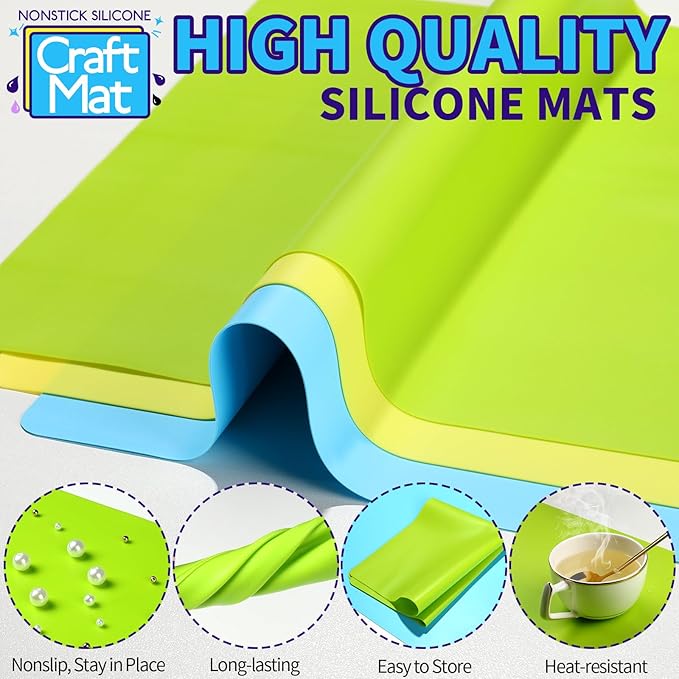 LEOBRO Silicone Mats, 3 PCS Silicone Mats for Crafts, Resin Molds, Play Dough Mat, Nonstick Silicone Sheet Mat for Epoxy Resin, UV Resin, Clay, Craft Supplies, 15.7”x 11.7”