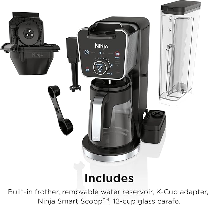 Ninja R-CFP300 DualBrew Pro Specialty 12-Cup Coffee Maker with Glass Carafe, K-Cup, 4 Brew Styles, Built-In Frother, Black - Certified Refurbished