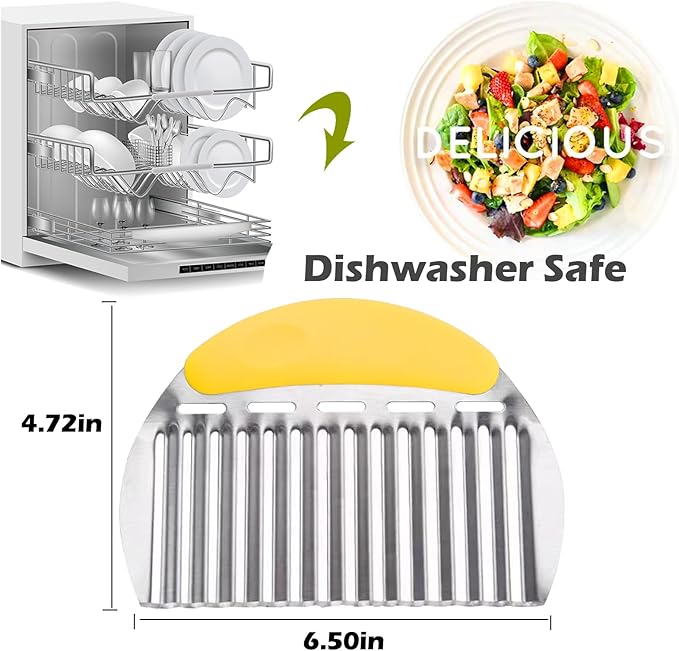 JAYVAR Large Crinkle Cutter for Potatoes, Stainless Steel Vegetable Crinkle Cutter, Versatile Vegetable Wavy Chopper for Fancy Edges, Onion Chopping Wavy French Fry Slicer Kitchen Dicer Gadget