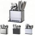 Silverware Organizer Kitchen Utensil Holder For Counter Stainless Steel Caddy 4 Compartments Organizer Capacity Flatware Spoon Fork Tool Cutlery Holder