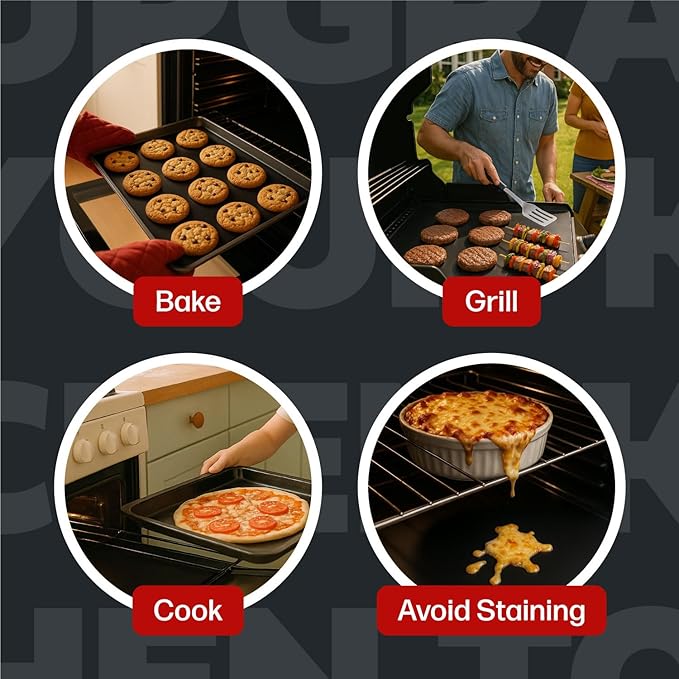 Cooks Innovations MADE IN USA Non-Stick Oven Protector Mat - 2 Heavy Duty Nonstick Oven Rack Liners to Protect Convection, Electric, Gas, & Microwave Ovens - BPA & PFOA Free Heat Resistant Baking Mat