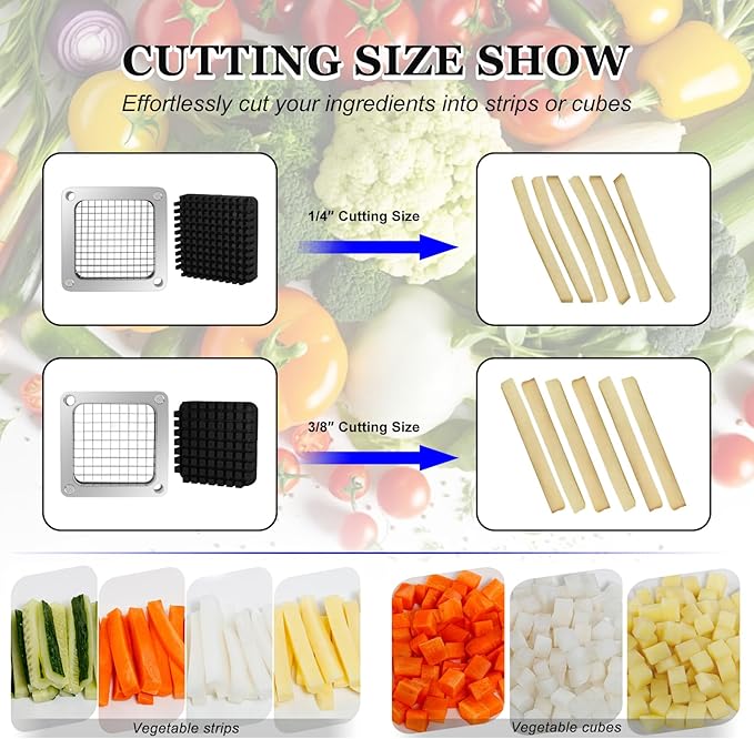 2 PCS Replacement Chopper 1/4" Blade, Commercial Vegetable Chopper Dicer, French Fry Cutter Stainless Steel Blade for Fruit Cutting Machine Tomato Onion Pusher Block