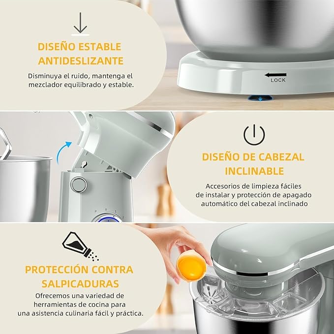 Electric Stand Mixer,10 Speeds Tilt-Head Food Mixer, 3-IN-1 Kitchen Mixer for Daily Cooks with 6QT Bowl,Dough Hook, Beater, Whisk (Morandi Green, Dishwasher safe)