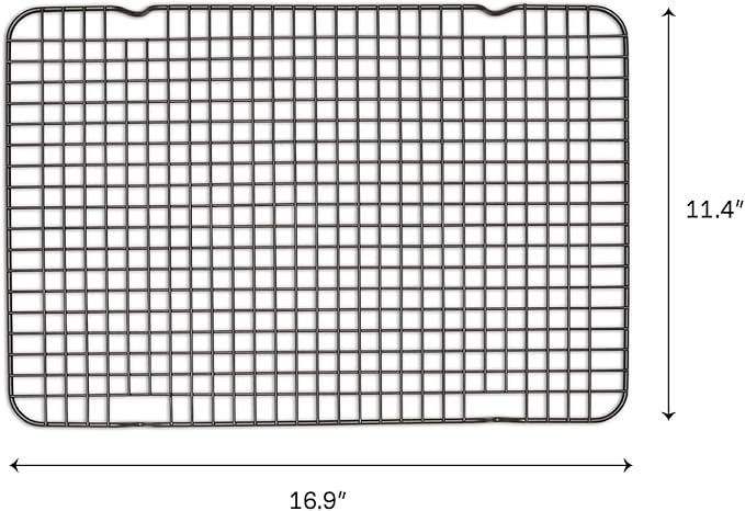 Great Jones Big Chill Wire Cooling Rack (Pepper) – 16.9" × 11.4" Heavy-Weight Aluminized Steel,Nonstick Baking Rack – Oven Safe 450 °F, Bacon & Cookie Cooling Rack – Fits Half Sheet Pans
