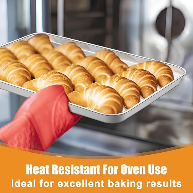 TeamFar Baking Sheet Set of 3, 16/12.5/10.5 Inch Stainless Steel Cookie Sheets Baking Pans, Metal Oven Baking Tray for Cooking Roasting Serving, Non-Toxic & Mirror Finish & Dishwasher Safe