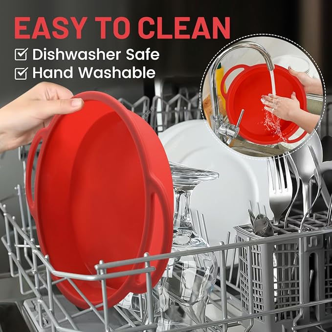 9 Inch Round Cake Pan, Metal Reinforced Frame Silicone Cake Mold for Baking with Handle Easy to Move BPA Free
