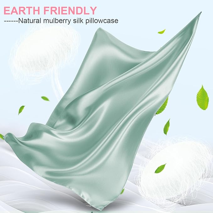 Mulberry Silk Pillow Cases King Size with Hidden Zipper, Ultra Smooth and Soft Breathable Cooling Silk Satin Pillowcase for Hair and Skin, Gifts for Women Men (Sage Green, 20x36 Inches, 1 Pack)