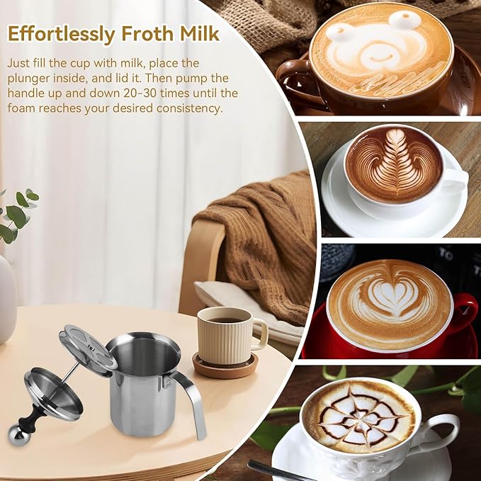 Milk Frother, Manual Frother 27oz/800ml Milk Frothing Pitchers Stainless Steel Coffee Milk Foamer Milk Creamer Frother Latte Cappuccino Foam Pitcher Manual Milk Creamer With Handle