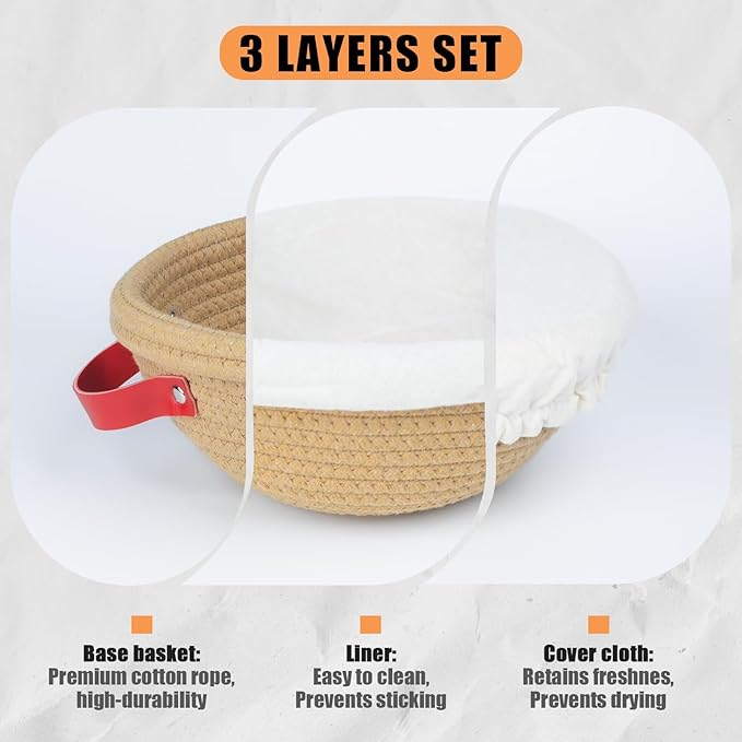 Sourdough Starter Kit With 7.5" Round & Oval Banneton Bread Proofing Basket, Complete Sourdough Bread Baking Supplies, Bread Making Kit With Storage Bag, Gift For Beginner Baker