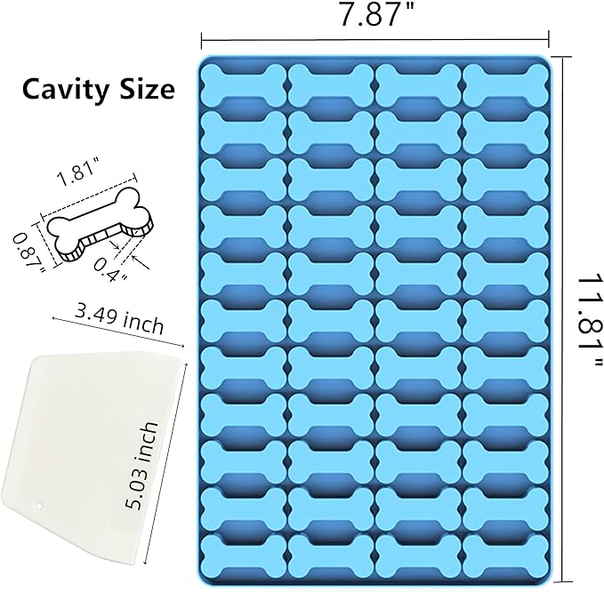 Dog Treat Molds Dog Bone Silicone Molds with Scraper, Dog Biscuit mold for Baking and Freezing(1 PCS bone)