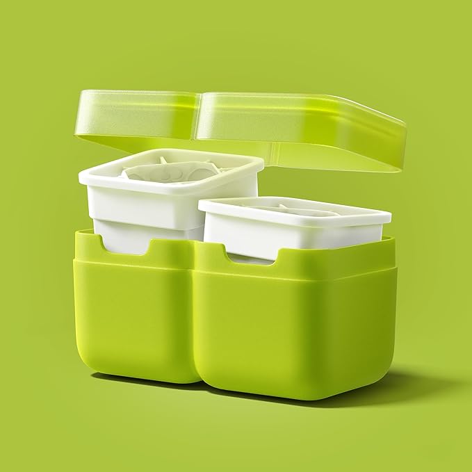 ZOKU Set of 2 Silicone Ice Molds, Deco - Large Ice Cube Molds with Flower Pattern for Craft Cocktails, Keep Drinks Colder Longer with Less Dilution, Easy-Release, BPA-Free