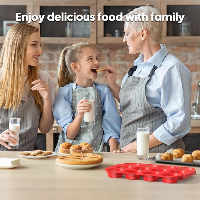 Silicone Muffin Pan for Baking - Premium 12-Cup Nonstick Muffin Pan, Easy Release & Clean, Dishwasher Safe Muffin Tray for Perfect Cupcakes, Muffins & More.