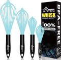 HOTEC 4 Pieces Silicone Whisks Set, Wire Balloon Whisks Egg Beater, Non-slip Handle Whisk for Non-stick Cookware Perfect for Cooking, Stirring, Beating and Blending (Blue)