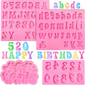 4 Pcs Silicone Letter Molds, Reusable Digital Letter Gummy Chocolate Silicone Mold for Making Candy, Cake, Birthday Party Decorations