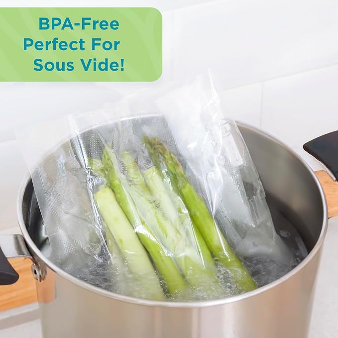 Home Logic Vacuum Bags for Food Sealer Pre-Cut Combo Pack 16gal & 32qt for Freezer and Sous Vide - Microwave Safe Clear