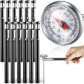 Xuhal 12 Pcs Stainless Steel Kitchen Thermometer with 5 Inch Long Stem 1 Inch Dial Thermometer Milk Frothing Food for Oven Probe Meat Grill BBQ Cooking Chocolate Water (Black)