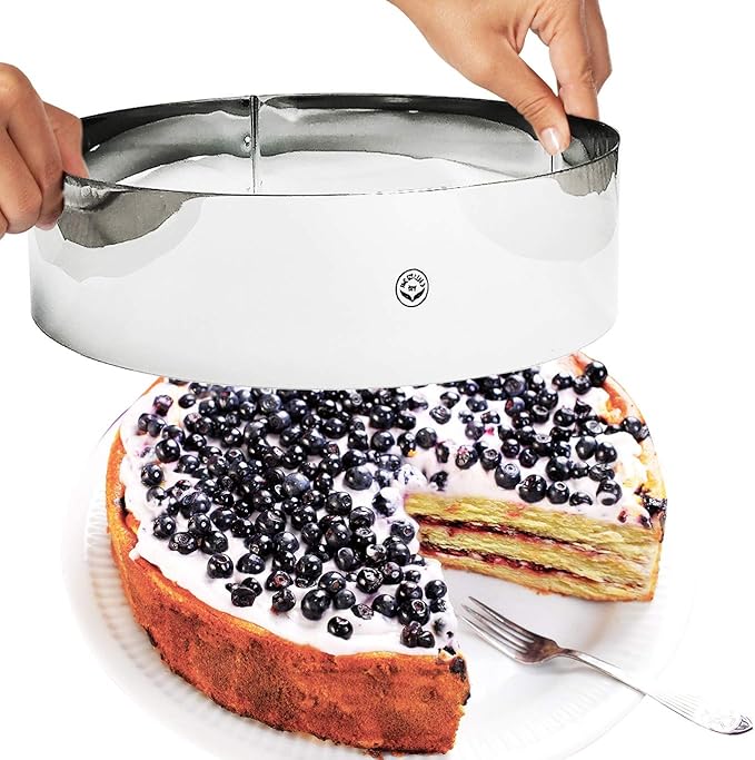 NewlineNY Stainless Steel Cake Mousse Rings for creating Round Appetizers, Molded Salads, Cakes, Mousse and Desserts, 3 Round Cake Mousse Flan Rings 8", 9.5" 10.5" Set