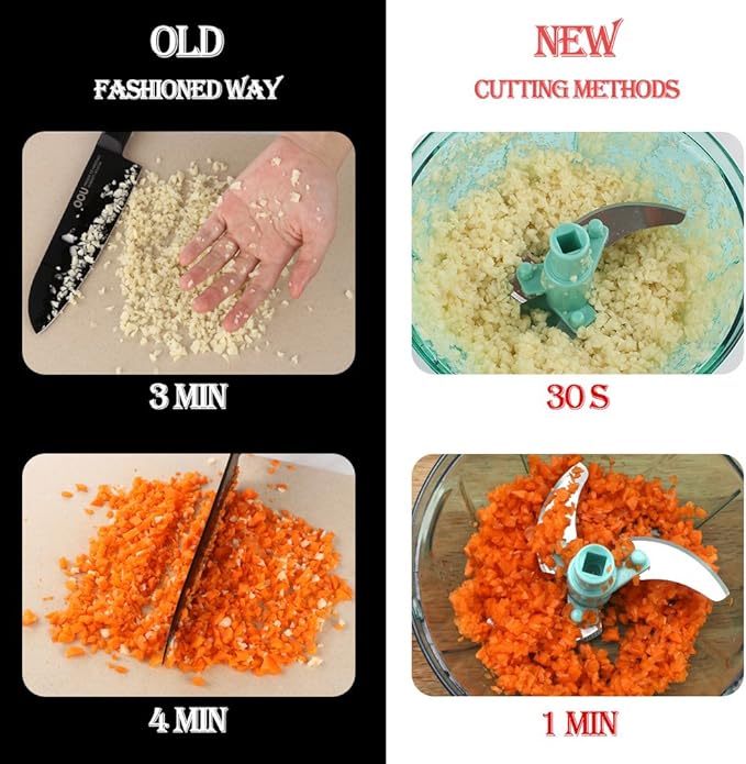 Ourokhome Manual Food Processor Vegetable Chopper, Portable Hand Pull String Garlic Mincer Onion Cutter for Veggies, Ginger, Fruits, etc., 900ml, Teal