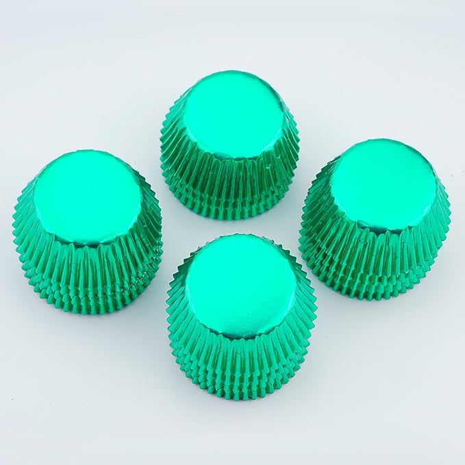 Gifbera Mini Foil Baking Cups Green, 300-Count Bright Foil Paper Green Cupcake Liners Mini Size