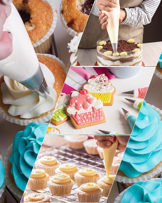 18/21/24 Inch Large Piping Bags Disposable, 100 Pieces Icing Bags, Tipless Piping Bags, Thickened Pastry Bags, Non-Slip & Anti-Burst, Frosting Piping Bags for Cakes Cookies Decoration