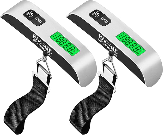 BAGAIL Digital Luggage Scale, 110lbs Hanging Baggage Scale with Backlit LCD Display, Portable Suitcase Weighing Scale, Travel Luggage Weight Scale with Hook, Strong Straps for Travelers