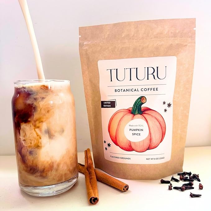 Organic Pumpkin Spice Ground Coffee | Real Pumpkin Spices | Medium Roast, Flavored Coffee | Smooth Low-Acid | Perfect for Drip, Pour Over or Cold Brew | 8 oz, 22 Servings