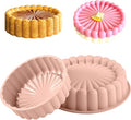 10 Inch Silicone Bundt Cake With 8 Inch Pan Set (2 Pack) - Nonstick Baking Mold for Pound Cake, Jello, Bread & Brownies, Dishwasher Safe, Pink