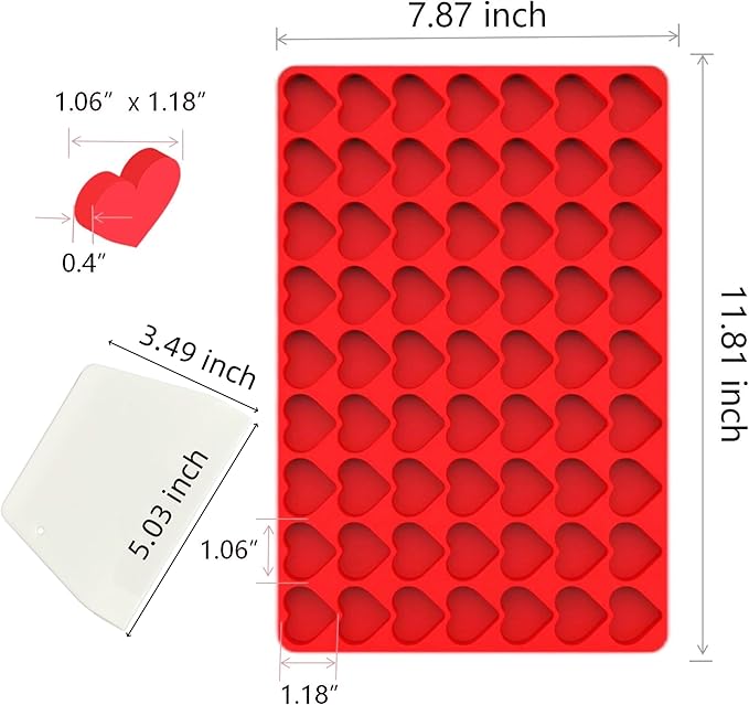 Heart Silicone Molds for Gummy, Candy, Chocolate, Small Homemade Treats Molds with Scraper (1 PCS heart)