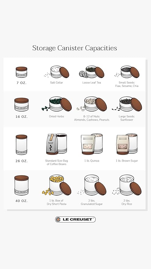 Le Creuset Signature Salt Cellar and Storage Canister with Wood Lid, 16 oz., White