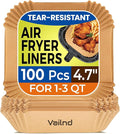 Small Air Fryer Liners Disposable, 2 QT Parchment Paper for COSORI 2.1 Qt Air Fryer, 100PCS 4.7 Inch Square Baking Paper Sheets for Mini Airfryer Basket